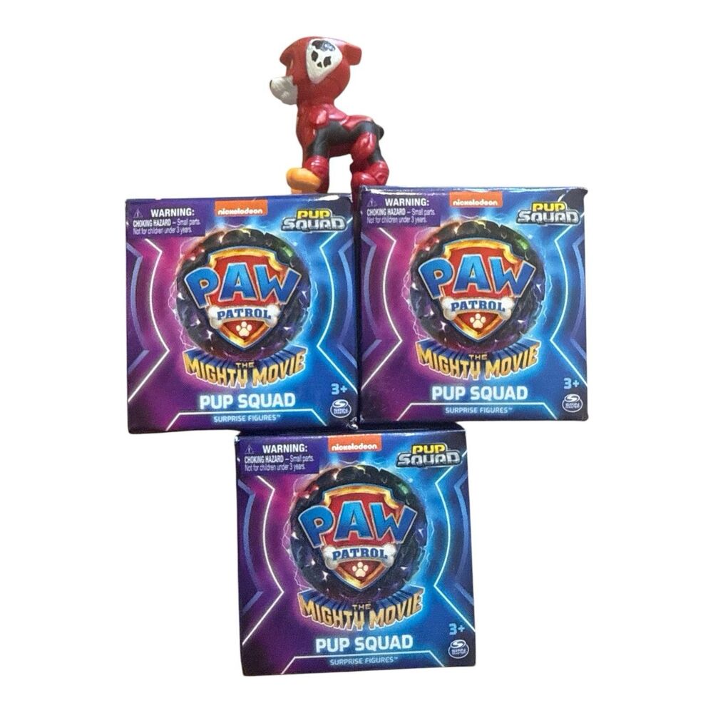 Paw Patrol Mighty Movie Pup Squad Marshall Lot of 4 Guaranteed 3 Sealed 1 Opened